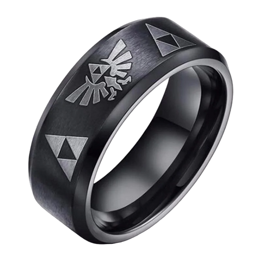 Zelda Ring Triforce svart (stål)